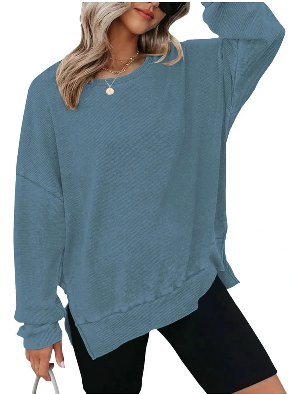 Cozy Women's Oversized Crewneck Sweatshirt - Charcoal Gray